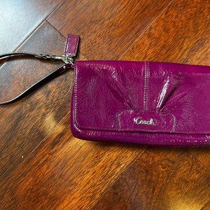 Vibrant Purple Coach Patent Leather Clutch